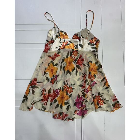 Victorias Secret Vintage Slip Gown Chemise Night Satin Multicolor Floral Size M - Picture 4 of 5